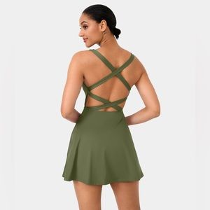 NWT HALARA Crisscross Backless Plain 2 Piece Barre Ballet Dress Venus w Shorts